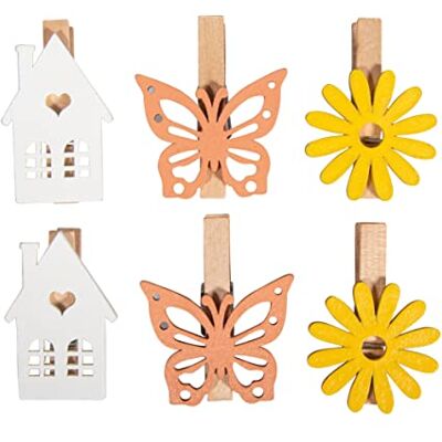Rayher Pinces à linge «Maison- Papillon-Fleur», bois, 3 couleurs, 6 pces, 2,3X3,5cm, arts créatifs, décorations, été, printemps, cadeau, photo, mémo-46682000 - Publicité Rayher Pinces à linge «Maison- Papillon-Fleur», bois, 3 couleurs, 6 pces, 2,3X3,5cm, arts créatifs, décorations, été, printemps, cadeau, photo, mémo-46682000 - Publicité
