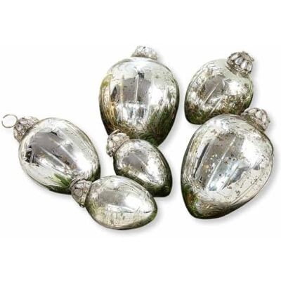 Loberon Lacul Lot de 6 œufs de Pâques Œufs décoratifs à Suspendre Dessus orné de Strass, argenté Vieilli - Publicité Loberon Lacul Lot de 6 œufs de Pâques Œufs décoratifs à Suspendre Dessus orné de Strass, argenté Vieilli - Publicité
