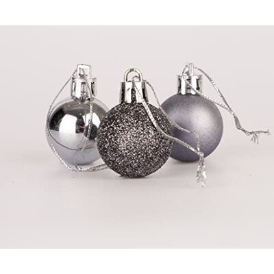 SHATCHI - 24Pcs 30mm - Gris Foncé - Noël - Boules - Publicité SHATCHI - 24Pcs 30mm - Gris Foncé - Noël - Boules - Publicité