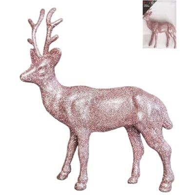 Snow White - Renne Debout Paillettes - Rose Gold - 17 cm - Decoration - Publicité Snow White - Renne Debout Paillettes - Rose Gold - 17 cm - Decoration - Publicité
