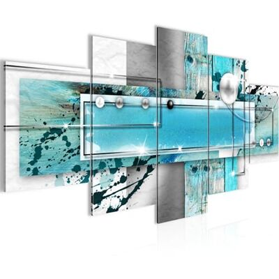 Tableau Abstrait 200 x 100 cm 5 Parties XXL Decoration Murale Dessin Gris Turquoise 107851a - Publicité Tableau Abstrait 200 x 100 cm 5 Parties XXL Decoration Murale Dessin Gris Turquoise 107851a - Publicité