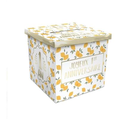 STC Urne Joyeux 1er Anniversaire Tirelire En Carton 20 x 20 cm Deco Bébé Fille Garçon - Publicité STC Urne Joyeux 1er Anniversaire Tirelire En Carton 20 x 20 cm Deco Bébé Fille Garçon - Publicité