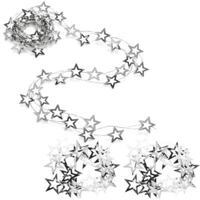 com-four ® 3X Guirlande d'argent avec des étoiles, Guirlande de Noël - Publicité com-four ® 3X Guirlande d'argent avec des étoiles, Guirlande de Noël - Publicité