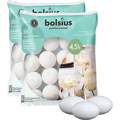 Bolsius Non parfumées Bougies Flottantes – Lot de 40 Blanc Bougies Flottantes – Mignon et élégant Bougies – Bougies avec Nice et Flamme Lisse – Accessoires de fête - Publicité Bolsius Non parfumées Bougies Flottantes – Lot de 40 Blanc Bougies Flottantes – Mignon et élégant Bougies – Bougies avec Nice et Flamme Lisse – Accessoires de fête - Publicité