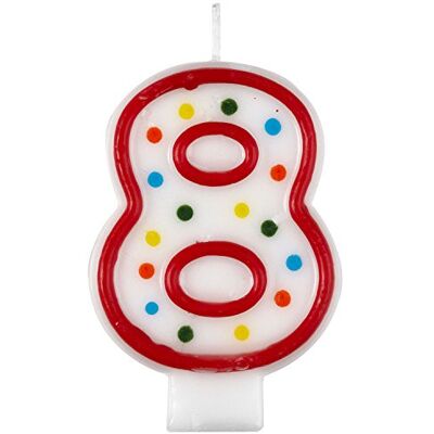 amscan 9900782 7,5 cm Pois Bougie d'anniversaire Numéro 8 - Publicité amscan 9900782 7,5 cm Pois Bougie d'anniversaire Numéro 8 - Publicité