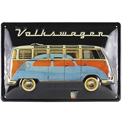 BRISA VW Collection Plaque Rétro en Tôle Volkswagen Idée Cadeau Décoration Vintage en Métal au Design du Bus T1 (Bus & Coccinelle/Noir) - Publicité BRISA VW Collection Plaque Rétro en Tôle Volkswagen Idée Cadeau Décoration Vintage en Métal au Design du Bus T1 (Bus & Coccinelle/Noir) - Publicité