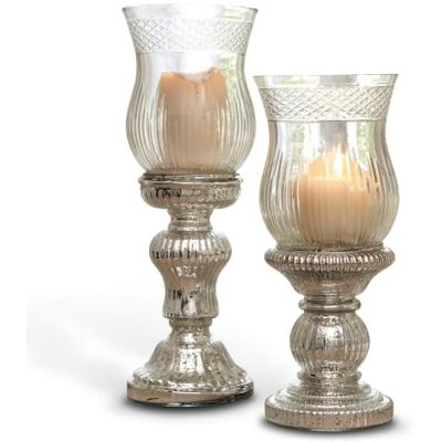 Loberon Luisant Lot de 2 bougeoirs Entièrement en Verre Pied mercurisé à l’intérieur, argenté/Transparent - Publicité Loberon Luisant Lot de 2 bougeoirs Entièrement en Verre Pied mercurisé à l’intérieur, argenté/Transparent - Publicité