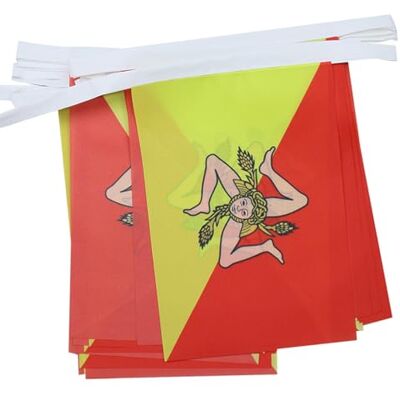 AZ FLAG Guirlande Drapeau Sicile 12 Mètres Avec 20 Drapeaux Sicilien Italie De 45x30 cm Fanions 100% Polyester 200g - Publicité AZ FLAG Guirlande Drapeau Sicile 12 Mètres Avec 20 Drapeaux Sicilien Italie De 45x30 cm Fanions 100% Polyester 200g - Publicité