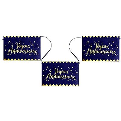 Santex Décoration Banderole Joyeux Anniversaire Bleu Marine et doré Or 5m (x1) REF/5666 fête - Publicité Santex Décoration Banderole Joyeux Anniversaire Bleu Marine et doré Or 5m (x1) REF/5666 fête - Publicité