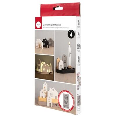 Rayher Moule «Maison» en silicone, 1 pce., 14,5x26x1,7cm, 4 formes, béton créatif, Raysin, résine époxy, décoration, village, modélisme, Noël-36176000 - Publicité Rayher Moule «Maison» en silicone, 1 pce., 14,5x26x1,7cm, 4 formes, béton créatif, Raysin, résine époxy, décoration, village, modélisme, Noël-36176000 - Publicité