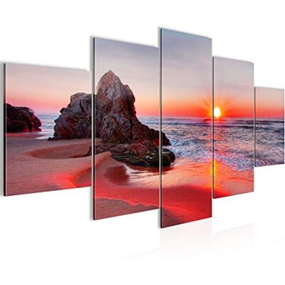 Tableau Le Coucher Du Soleil Plage 200 x 100 cm 5 Parties XXL Decoration Murale Dessin Rouge 609551b - Publicité Tableau Le Coucher Du Soleil Plage 200 x 100 cm 5 Parties XXL Decoration Murale Dessin Rouge 609551b - Publicité