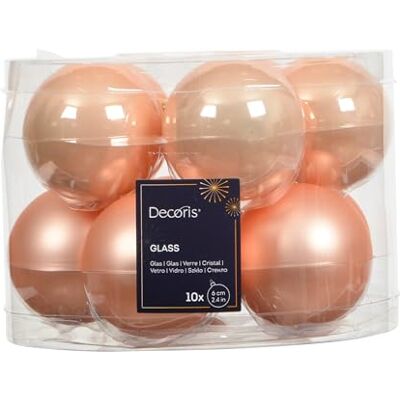 Kaemingk Boules de Noël en verre 6 cm x 10 pièces mates et brillantes Boules de sapin de Noël pour Noël Décoration de sapin de Noël et décoration d’arbre de Noël Perle pêche - Publicité Kaemingk Boules de Noël en verre 6 cm x 10 pièces mates et brillantes Boules de sapin de Noël pour Noël Décoration de sapin de Noël et décoration d’arbre de Noël Perle pêche - Publicité