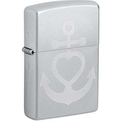 Zippo Briquet Tempête Modèle Ancre Cœur Finition Chrome Satiné avec Gravure Rechargeable Réutilisable Design Coupe-Vent Coffret Cadeau Fabriqué aux États-Unis - Publicité Zippo Briquet Tempête Modèle Ancre Cœur Finition Chrome Satiné avec Gravure Rechargeable Réutilisable Design Coupe-Vent Coffret Cadeau Fabriqué aux États-Unis - Publicité