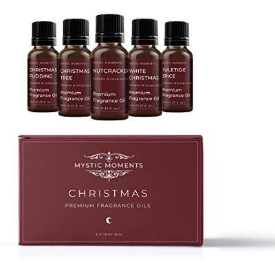 Mystic Moments Kit huiles parfumées Noël 5x10ml Senteurs festives de saison pour bougies, savons et parfum d'intérieur. Publicité Mystic Moments Kit huiles parfumées Noël 5x10ml Senteurs festives de saison pour bougies, savons et parfum d'intérieur. Publicité