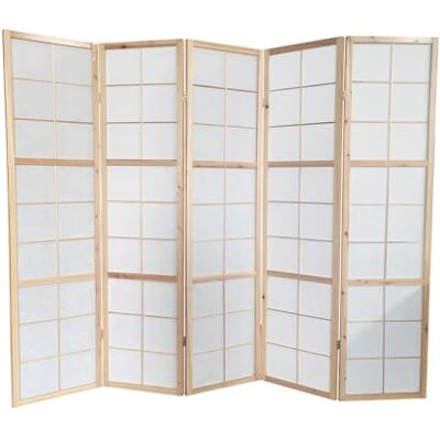 PEGANE Paravent Japonais Bois Naturel, séparateur de pièce 5 pans Hauteur 175 cm x Longueur 220 cm - Publicité PEGANE Paravent Japonais Bois Naturel, séparateur de pièce 5 pans Hauteur 175 cm x Longueur 220 cm - Publicité