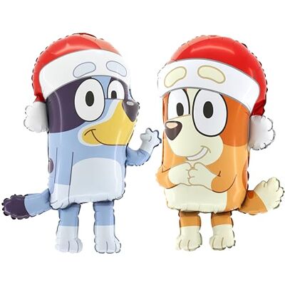 Toyland ® Lot de 2 ballons de Noël Bluey de 81 cm (32") 1 ballon Bluey et 1 ballon Bingo Ballons en aluminium à l'effigie de personnages - Publicité Toyland ® Lot de 2 ballons de Noël Bluey de 81 cm (32") 1 ballon Bluey et 1 ballon Bingo Ballons en aluminium à l'effigie de personnages - Publicité