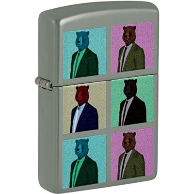 Zippo Briquet Tempête Design Ours Finition Gris Plat avec Impression Color Image Rechargeable Réutilisable Design Coupe-Vent Coffret Cadeau Fabriqué aux États-Unis - Publicité Zippo Briquet Tempête Design Ours Finition Gris Plat avec Impression Color Image Rechargeable Réutilisable Design Coupe-Vent Coffret Cadeau Fabriqué aux États-Unis - Publicité