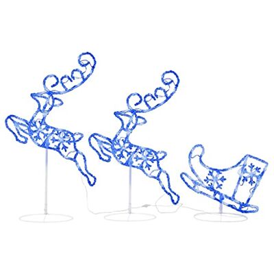 vidaXL Renne et Traîneaux Noël Volant Décoration de Noël Jardin Patio Arrière-Cour Extérieur Intérieur Acrylique 260x21x87 cm Bleu - Publicité vidaXL Renne et Traîneaux Noël Volant Décoration de Noël Jardin Patio Arrière-Cour Extérieur Intérieur Acrylique 260x21x87 cm Bleu - Publicité