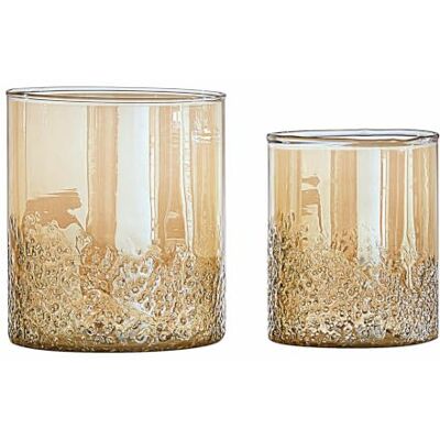 Loberon Plélo Lot de 2 photophores Belle Finition en Verre mercuré Soufflé Bouche, Champagne - Publicité Loberon Plélo Lot de 2 photophores Belle Finition en Verre mercuré Soufflé Bouche, Champagne - Publicité
