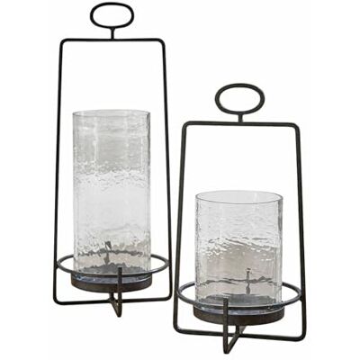 Loberon Zevara Lot de 2 lanternes Verre soufflé à la Bouche Cylindres Amovibles, Noir/Transparent - Publicité Loberon Zevara Lot de 2 lanternes Verre soufflé à la Bouche Cylindres Amovibles, Noir/Transparent - Publicité