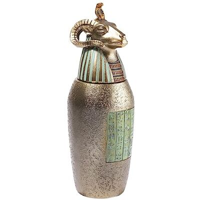 lachineuse Vase Canope Hapi Statuette Égyptienne 21 cm Objet Décoration Égypte Antique Statue Figurine Statuette Tête de Bélier Idée Cadeau Déco Coffret Urne Coloris Bronze Doré - Publicité lachineuse Vase Canope Hapi Statuette Égyptienne 21 cm Objet Décoration Égypte Antique Statue Figurine Statuette Tête de Bélier Idée Cadeau Déco Coffret Urne Coloris Bronze Doré - Publicité