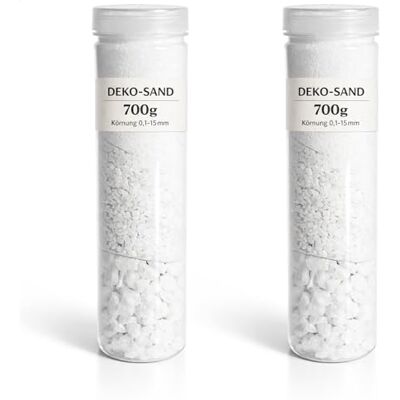 com-four ® 2 sables décoratifs Blancs 700 g chacun, Sable créatif Grain pour bougeoirs vases en verre et décoration de table - Publicité com-four ® 2 sables décoratifs Blancs 700 g chacun, Sable créatif Grain pour bougeoirs vases en verre et décoration de table - Publicité