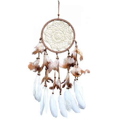 Saraswati Dreamcatcher Attrape-rêves fait main avec filet crocheté Naturel/marron 16 x 50 cm - Publicité Saraswati Dreamcatcher Attrape-rêves fait main avec filet crocheté Naturel/marron 16 x 50 cm - Publicité
