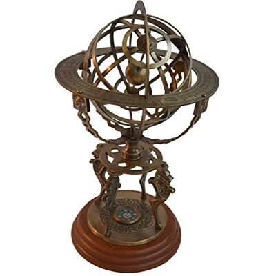 Nagina International Medieval Replicas Globe terrestre en laiton massif avec boussole et signe du zodiaque 43 cm - Publicité Nagina International Medieval Replicas Globe terrestre en laiton massif avec boussole et signe du zodiaque 43 cm - Publicité
