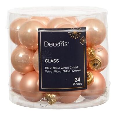 Kaemingk Lot de 24 boules de Noël en verre 2,5 cm Mat et brillant Mini boules de Noël pour Noël Décoration de Noël et décoration de sapin de Noël Perle de pêche - Publicité Kaemingk Lot de 24 boules de Noël en verre 2,5 cm Mat et brillant Mini boules de Noël pour Noël Décoration de Noël et décoration de sapin de Noël Perle de pêche - Publicité