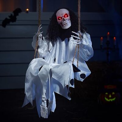 JOYIN Décorations d'Halloween en forme de clown à suspendre de 91,4 cm, squelette oscillant avec bouton lumineux à piles pour maison hantée - Publicité JOYIN Décorations d'Halloween en forme de clown à suspendre de 91,4 cm, squelette oscillant avec bouton lumineux à piles pour maison hantée - Publicité