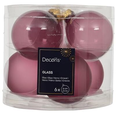 Kaemingk Lot de 6 boules de Noël en verre 6 cm Mat et brillant transparent Boules de Noël pour sapin de Noël Décoration de Noël et décoration de sapin de Noël Rose vintage - Publicité Kaemingk Lot de 6 boules de Noël en verre 6 cm Mat et brillant transparent Boules de Noël pour sapin de Noël Décoration de Noël et décoration de sapin de Noël Rose vintage - Publicité