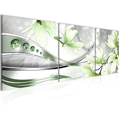 Tableau Fleurs Magnolia 3 Parties Impression sur Toile intissee Decoration Salon 90 x 30 cm Abstrait Vert Gris 207234b - Publicité Tableau Fleurs Magnolia 3 Parties Impression sur Toile intissee Decoration Salon 90 x 30 cm Abstrait Vert Gris 207234b - Publicité