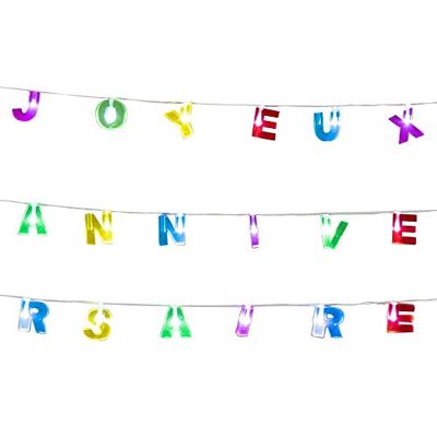 Boland Joyeux Anniversaire 31034 Guirlande Lumineuse à LED Longueur : 200 cm Type de Piles : 2 x AA Décoration Guirlande Lumineuse pour Anniversaire, Anniversaire d'enfant, fête Surprise - Publicité Boland Joyeux Anniversaire 31034 Guirlande Lumineuse à LED Longueur : 200 cm Type de Piles : 2 x AA Décoration Guirlande Lumineuse pour Anniversaire, Anniversaire d'enfant, fête Surprise - Publicité