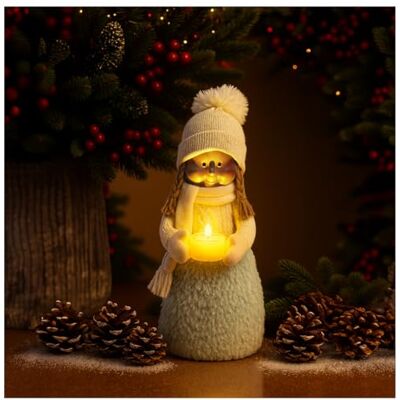 com-four ® Décoration de Noël Fille avec Bougie, Figurine de Noël Debout figurine debout avec lumière LED vacillante - Publicité com-four ® Décoration de Noël Fille avec Bougie, Figurine de Noël Debout figurine debout avec lumière LED vacillante - Publicité