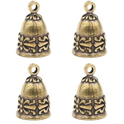 ZGIOPGEIN Lot de 4 mini clochettes vintage en laiton à suspendre pour animal domestique Motif nœud - Publicité ZGIOPGEIN Lot de 4 mini clochettes vintage en laiton à suspendre pour animal domestique Motif nœud - Publicité