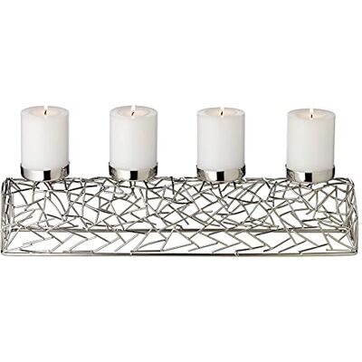 EDZARD Bougeoir de l'Avent Milano, Laiton nickelé, Design Branche, Couleur Argent, Longueur 44 cm, pour Bougie diamètre 6,5 cm - Publicité EDZARD Bougeoir de l'Avent Milano, Laiton nickelé, Design Branche, Couleur Argent, Longueur 44 cm, pour Bougie diamètre 6,5 cm - Publicité