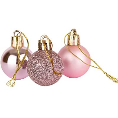 SHATCHI - 12Pcs Pale Pink 30mm Shatterproof Baubles - Publicité SHATCHI - 12Pcs Pale Pink 30mm Shatterproof Baubles - Publicité