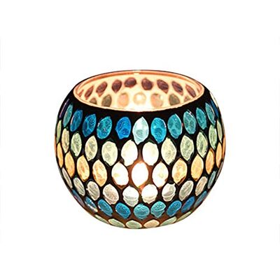 Oriental riverkit Bougeoir en Verre Mosaïque, 10,5 x 7 cm, Mosaïque Photophore Craquelé Porte-Bougie Romantique, Bougeoir Fait Main en Verre Motif pour Décoration Intérieure, Bleu 2 - Publicité Oriental riverkit Bougeoir en Verre Mosaïque, 10,5 x 7 cm, Mosaïque Photophore Craquelé Porte-Bougie Romantique, Bougeoir Fait Main en Verre Motif pour Décoration Intérieure, Bleu 2 - Publicité