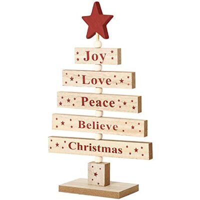 BRUBAKER Sapin de Noël en Bois Naturel Décoration de Noël Moderne 16 x 24 x 4,5 cm Rouge - Publicité BRUBAKER Sapin de Noël en Bois Naturel Décoration de Noël Moderne 16 x 24 x 4,5 cm Rouge - Publicité