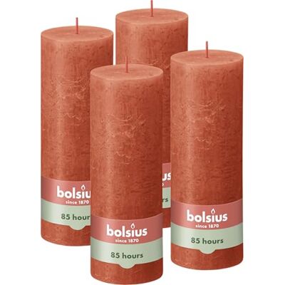 Bolsius Bougie pilier rustique Orange 19 x 7 cm 4 pièces Durée de combustion de 85 heures Sans parfum Cire végétale naturelle Sans huile de palme - Publicité Bolsius Bougie pilier rustique Orange 19 x 7 cm 4 pièces Durée de combustion de 85 heures Sans parfum Cire végétale naturelle Sans huile de palme - Publicité