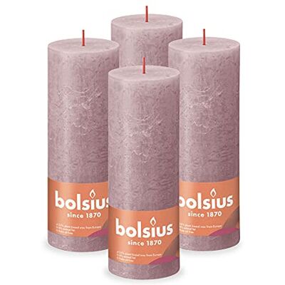 Bolsius Bougie pilier Rustique Vieux Rose Lot de 4 Longue durée de combustion de 85 heures Bougie de maison Décoration d'intérieur Non parfumée Cire naturelle végétalienne Sans huile - Publicité Bolsius Bougie pilier Rustique Vieux Rose Lot de 4 Longue durée de combustion de 85 heures Bougie de maison Décoration d'intérieur Non parfumée Cire naturelle végétalienne Sans huile - Publicité