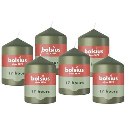 Bolsius Essentials Bougie Pilier Vert Olive 8cm 6 Pièces Bougie Décorative Contient Cire Végétale Naturelle sans Huile de Palme - Publicité Bolsius Essentials Bougie Pilier Vert Olive 8cm 6 Pièces Bougie Décorative Contient Cire Végétale Naturelle sans Huile de Palme - Publicité