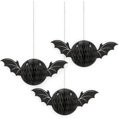 Unique 23754 Lot de 3 décorations en papier de soie à suspendre Chauve-souris argentées pour Halloween Noir - Publicité Unique 23754 Lot de 3 décorations en papier de soie à suspendre Chauve-souris argentées pour Halloween Noir - Publicité