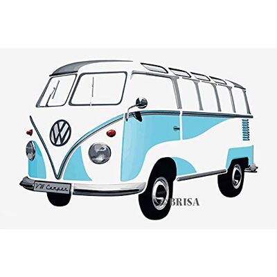 BRISA VW Collection Autocollant mural pour décorer avec le design VW Bulli ou Coccinelle (Silhouette/Bleu) - Publicité BRISA VW Collection Autocollant mural pour décorer avec le design VW Bulli ou Coccinelle (Silhouette/Bleu) - Publicité