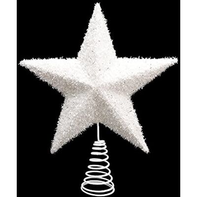 Toyland La Belle Étoile de Haut d'arbre Brillée Blanche de 30 centimètres Le Chapeau Haut-de-Forme d'arbre de Noël (DP38) - Publicité Toyland La Belle Étoile de Haut d'arbre Brillée Blanche de 30 centimètres Le Chapeau Haut-de-Forme d'arbre de Noël (DP38) - Publicité