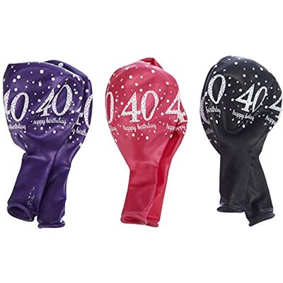 amscan Rose, Violet et Noir de 27,5 cm Celebration 40e Happy Birthday Lot de 6 ballons en latex - Publicité amscan Rose, Violet et Noir de 27,5 cm Celebration 40e Happy Birthday Lot de 6 ballons en latex - Publicité
