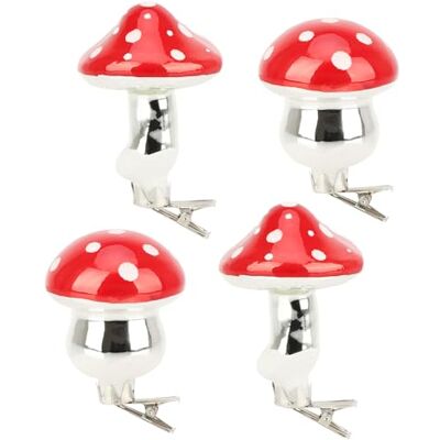 com-four ® 4X Champignons décoratifs pour l'arbre de Noël, Décoration champignons mouches brillants avec clip de fixation - Publicité com-four ® 4X Champignons décoratifs pour l'arbre de Noël, Décoration champignons mouches brillants avec clip de fixation - Publicité