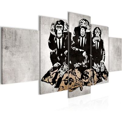 Tableau Trois Singes 200 x 100 cm 5 Parties XXL Decoration Murale Dessin Gris 303451b - Publicité Tableau Trois Singes 200 x 100 cm 5 Parties XXL Decoration Murale Dessin Gris 303451b - Publicité