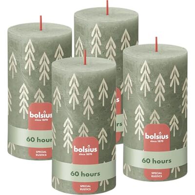 Bolsius Bougie Rustic Verte avec motif de pins 13 cm Noël Bougie décorative Sans huile de palme - Publicité Bolsius Bougie Rustic Verte avec motif de pins 13 cm Noël Bougie décorative Sans huile de palme - Publicité