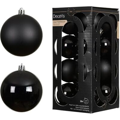 Kaemingk Boules de Noël en plastique 4 cm 16 pièces petites et incassables Boules de sapin de Noël pour Noël Décoration de sapin de Noël Noir - Publicité Kaemingk Boules de Noël en plastique 4 cm 16 pièces petites et incassables Boules de sapin de Noël pour Noël Décoration de sapin de Noël Noir - Publicité